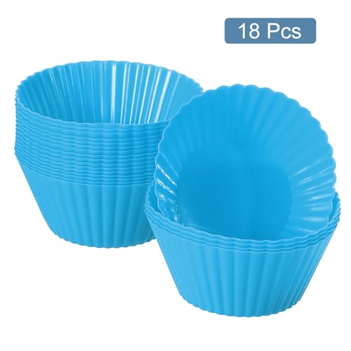 18Pcs Silicone Cupcake Liners (Blue / 2")