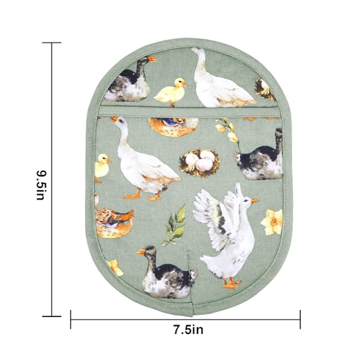 Pot Holders with Transparent Clear Silicone Shell and Nice Duck Flower (Potholders / Wathet Blue)