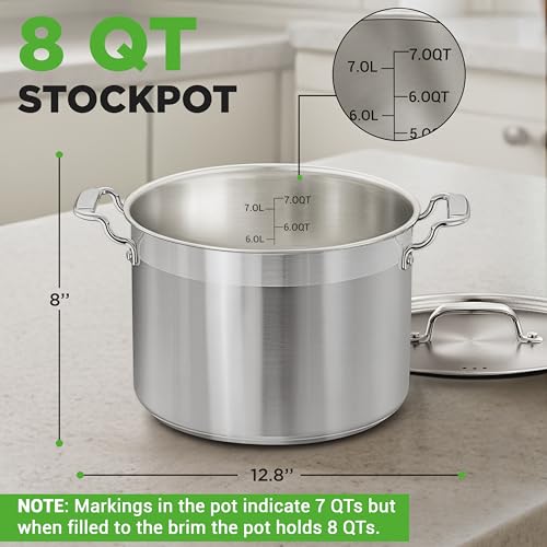 8 Qt Heavy Duty Stockpot with Stainless Steel Lid
