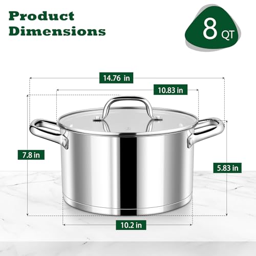 8 Quarts Stock Pot with Lid (8 Quarts)
