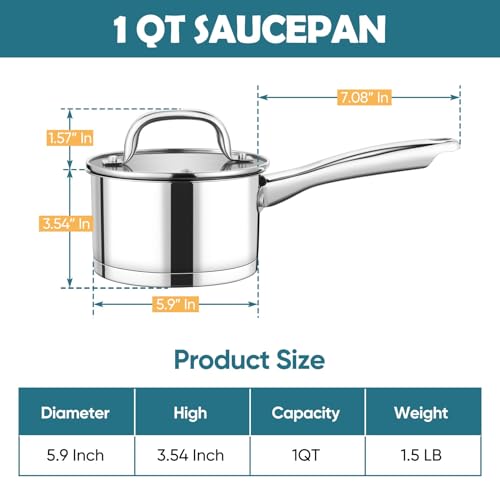 1 Qt Saucepan with Lid (1 Quarts)