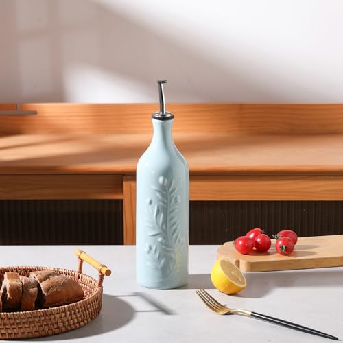 Sweejar Large Olive Oil Dispenser Bottle with Spout (Light Blue / Patterned styles)