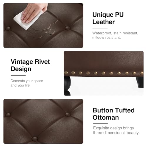 31.5 Inch Large Round Ottoman with Storage Circular (Chocolate)