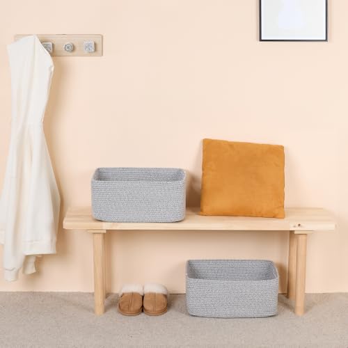 Large Storage Baskets for Shelves (2pcs-L17×W13×H7.5" / Mixed Grey)
