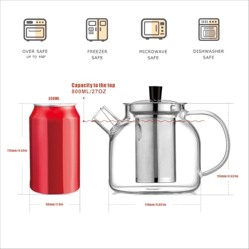 Glass Teapot with Removable Infuser (Style 1-800ML)