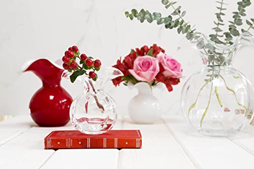 Hibiscus Glass Red Small Fluted Vase (Small / Red)