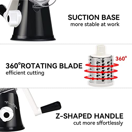 Rotary Cheese Grater Vegetable Shredder with Handle Round Kitchen Mandoline Slicer Grater for Nuts