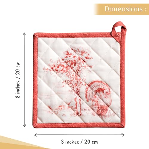 Pot Holders 100% Cotton Potholders (119 - Holy Jouy - Red / 8" x 8" (Pot Holder Pack of 2))