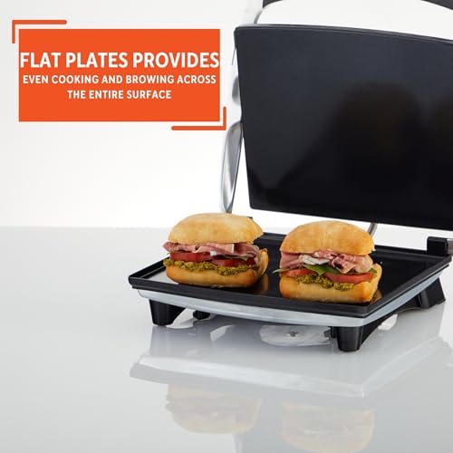 12 x 10 Inch Stainless Steel Electric Panini Press Ceramic (12 x 10 inches (Pack of 1) / Ceramic)