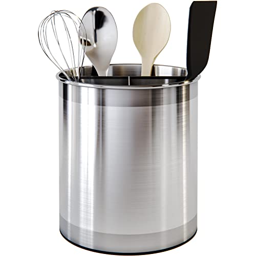 Rotating Extra Large Stainless Steel Utensil Holder Caddy with Sturdy No (Silver)