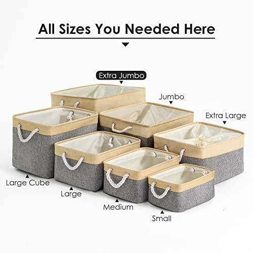 Storage Bins Baskets for Organizing (Gold&Grey / 3PCS/Extra Jumbo - 20.5Lx15.7Wx13.8H)