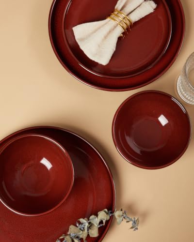 Stoneware Dinnerware Sets for 4 (Terracotta Red / Set (12pcs))