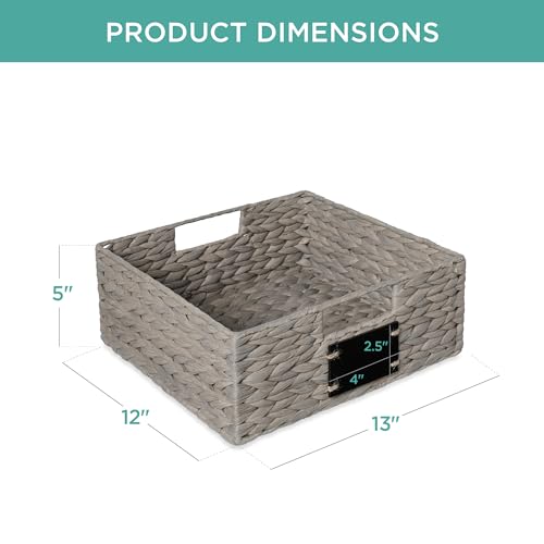 Set of 4 13x12in Water Hyacinth Pantry Baskets (13x12x5in / Gray)