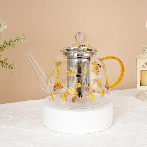 Heat Resistant Glass Teapot with Infuser (Honey Bee)