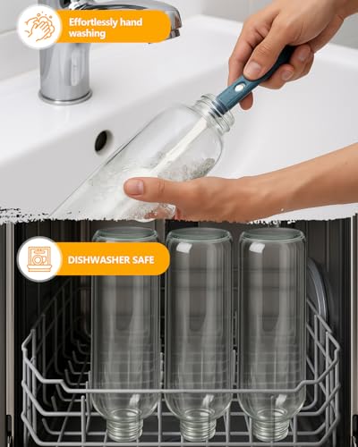 Clear Glass Water Bottles with Stainless Steel Lids 32 oz