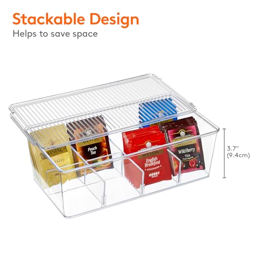 4 Pack 32 Compartment Tea Organizer (Clear / 32-compartment)