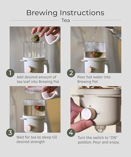 Glass Tea Pot with Infusers for Loose Tea and Drip Coffee Pour Over (Black)