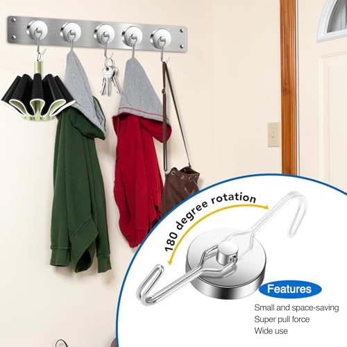 Magnetic Hooks Magnet Hook for Cruise Cabins Fridge 120LBS 8 Pack (Silver / 1.26in)
