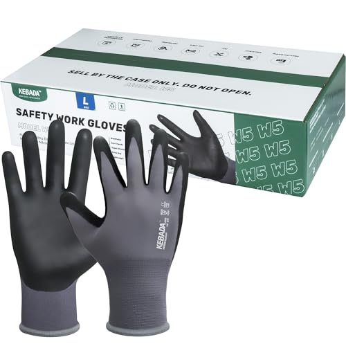 W5 Foam Nitrile Coated Work Gloves for Men Women (W5 Grey (60 Pairs) / Large)