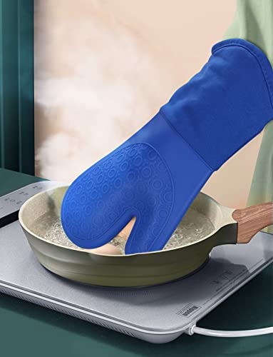 Silicone Oven Mitts (Royal Blue / 13.8in Oven Mitts)