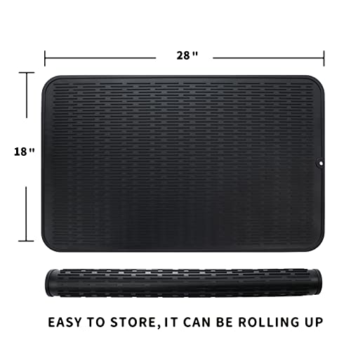 Silicone Dish Drying Mat for Multiple Usage (Black / 28"L x 18"W)