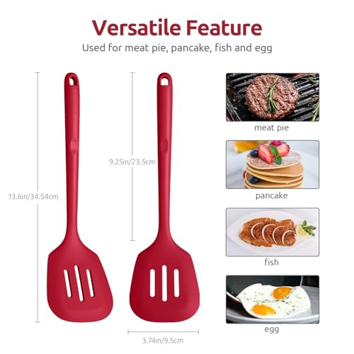 Silicone Turner Slotted Spatula (Red / 13.6")