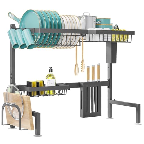Over The Sink Dish Drying Rack (Gray / Standard - 3 Baskets)