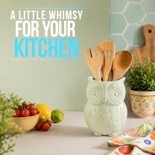 Sage Green Owl Utensil Holder (Sage Green)