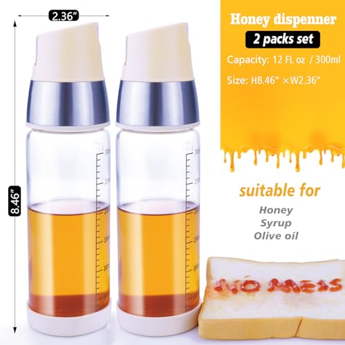Honey Dispenser No Drip with Scale (10oz-2pack)