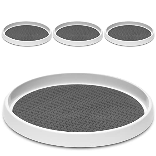 12-Inch Non-Skid Turntable Lazy Susan Organizer [4 Pack] - Spinning Rack for Cabinet Table Top, Pantry Organization Storage, Kitchen, Fridge, Vanity, Countertop, Under Sink Organizing, Spice Spinner (4 Pack - 12 Inch)