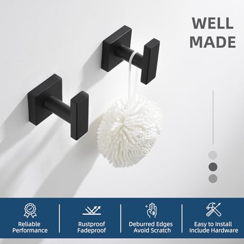 Bathroom Towel Hooks (Matte Black)