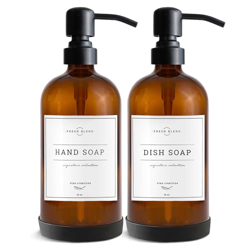Amber Glass Soap Dispenser (Amber Bottle / Matte Black Pump)