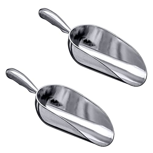 Elsa - 12-Ounce Aluminum Ice Scoops (Set of 2), Cast Aluminum Utility Scoops, Food-Grade, Good for Home and Commercial Use, NOT Dishwasher-Safe, Hand-Wash Recommended (2 Count)