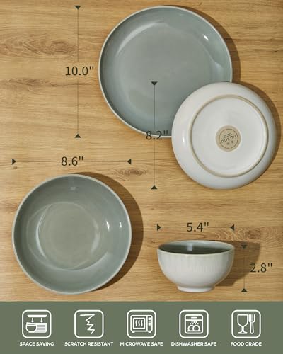 Stoneware Dinnerware Sets for 8 (Gradient Green / Set (32pcs))