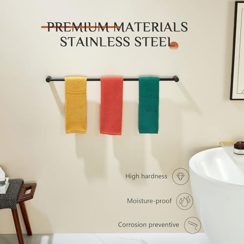 Towel Holder Black for Bathroom and Lavatory 36 (Matte Black / 36-Inch)