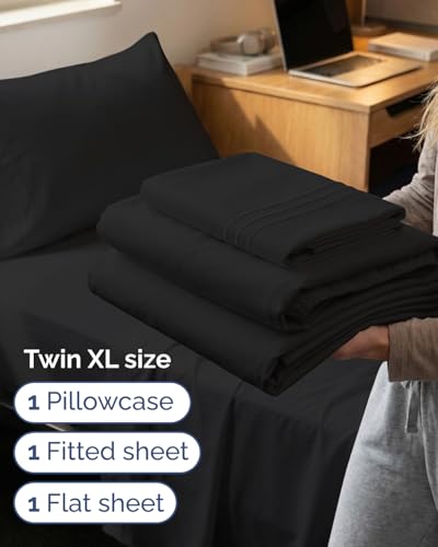 Twin XL 3 Piece Sheet Set (08 - Black / Twin XL)