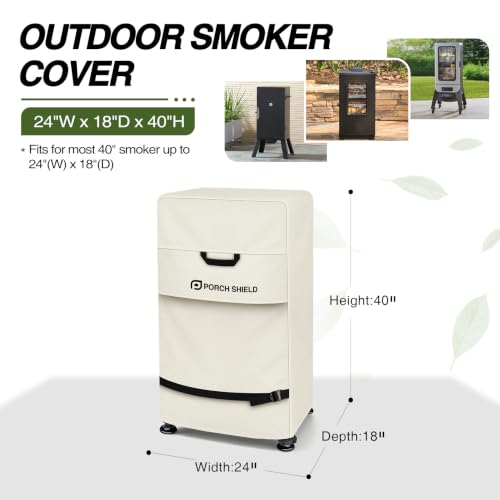 40 inch Outdoor Smoker Cover 24W x 18D x 40H inch (24"W x 18"D x 40"H / Beige)