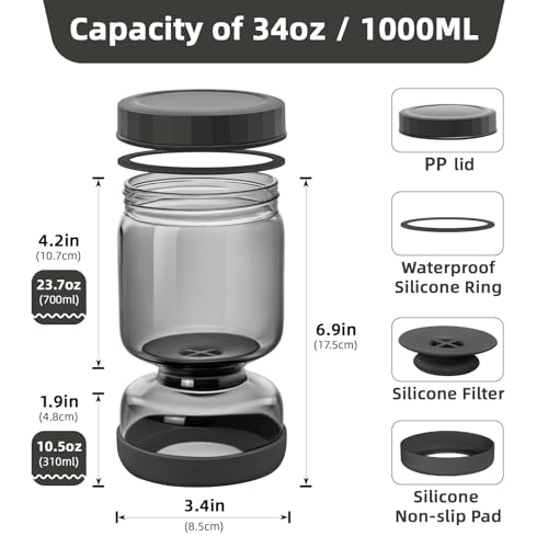 Pickle Jar with Strainer Flip (34oz Smoky Grey Pickle jar)