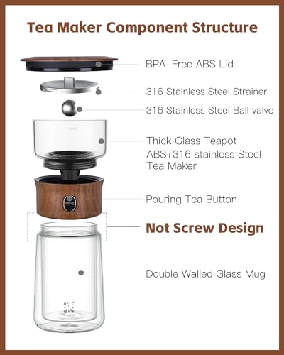 Glass Infuser Teapot (02-Teak Wood / 9oz)