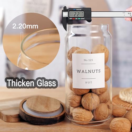 5 Set Glass Pantry Storage Jars with Acacia Airtight Lid