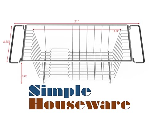 Stainless Over Sink Counter Top Dish Drainer Drying Rack (Medium / Chrome)
