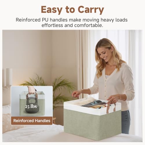 Closet Storage Bins (Green and White / 19" L x 13 ¼" W x 11" H)