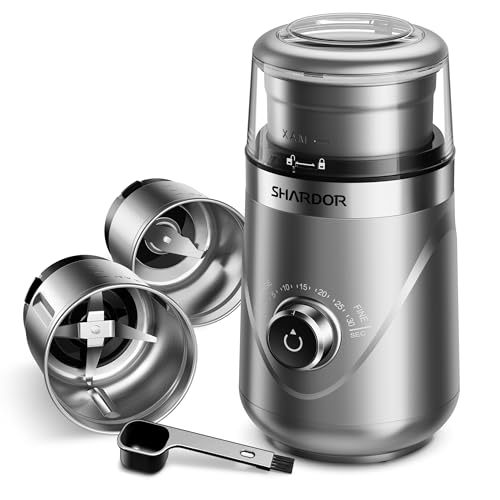 Electric Super Silent Blade Coffee Grinder (Sliver / 2 Bowl)