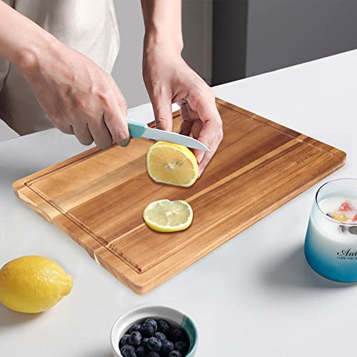 Acacia Wood Chopping Cutting Boards for Kitchen Wooden Charcuterie Board (15"L x 10"W)