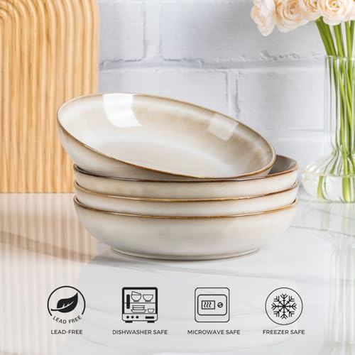8.5’’ Ceramic Pasta Bowls Set of 6 (Set of 6 / Cappuccino)
