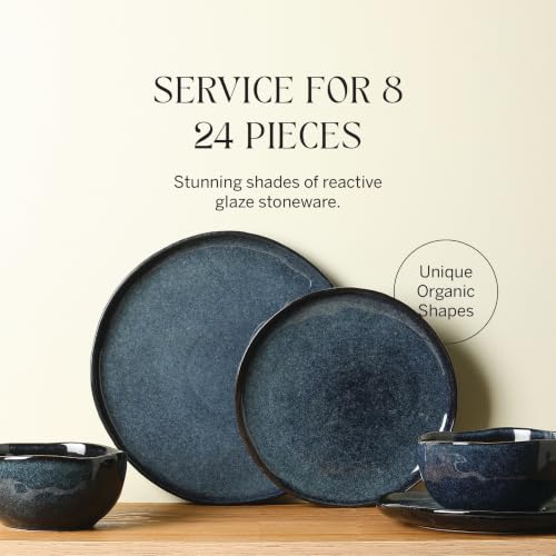 Mirella 24 Piece Stoneware Dinnerware Set (Blue / 24-Piece - Service for 8)