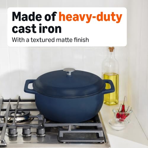 Enameled Cast Iron Dutch Oven Pot with Lid (Matte Navy / 6-Quart)