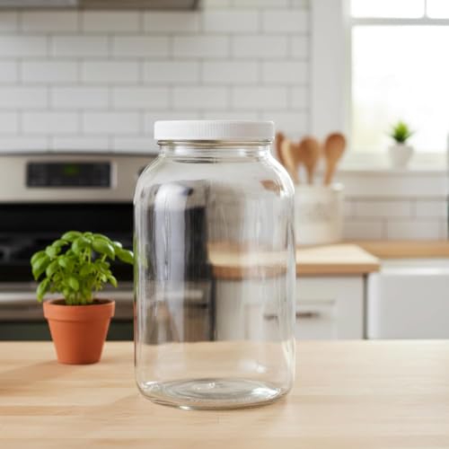 1 Gallon Glass Jar Wide Mouth with Airtight Foam Lined Plastic Lid (Clear / Pack of 3)