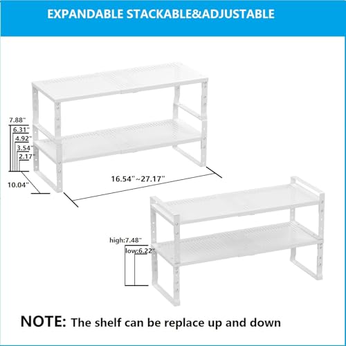 Expandable Adjustable & Stackable Spice Rack (White / 2PACKS/WHITE/LARGE)