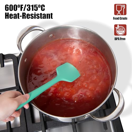 600°F Heat Resistant Silicone Large Spatula (11.4in (Flat Spatula) / Aqua Sky)